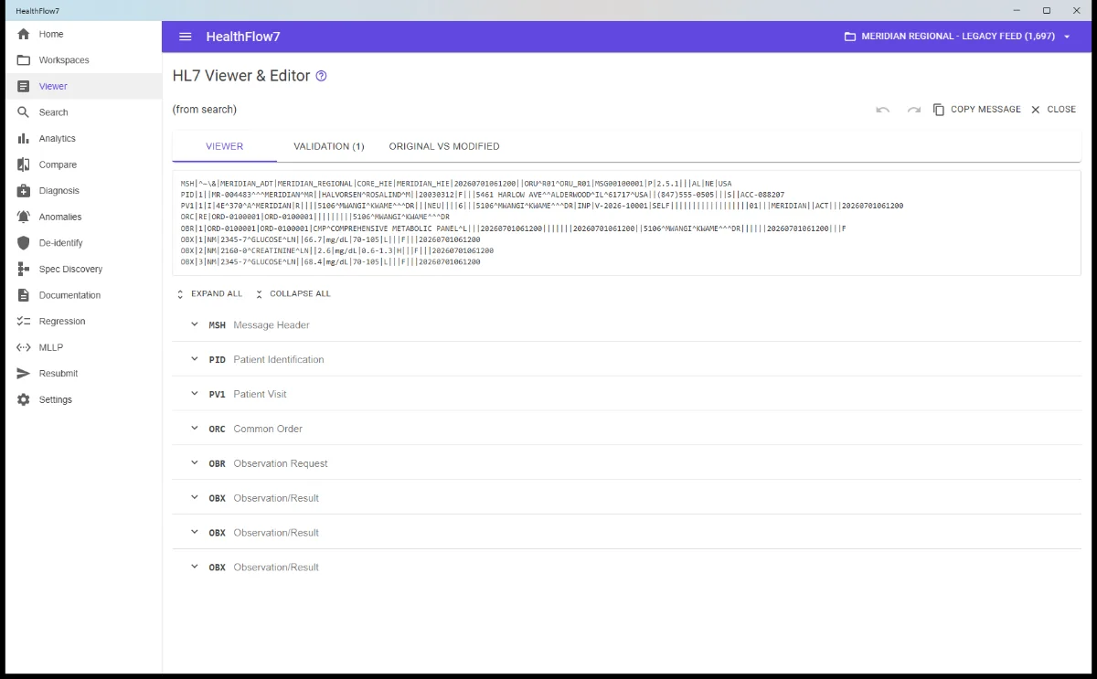 HL7 Viewer & Editor